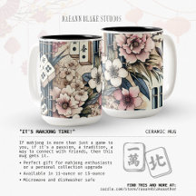 "Es ist Mahjong-Zeit!" Keramik-Blumen-Tasse