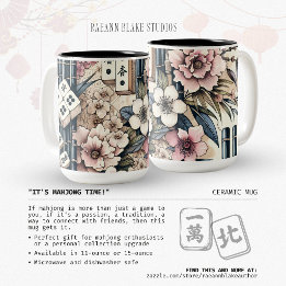 "Es ist Mahjong-Zeit!" Keramik-Blumen-Tasse Zweifarbige Tasse