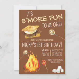 Es ist mehr Spaß EINS zu sein! S'mores Birthday Pa Einladung