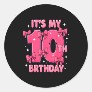 Es ist mein 10. Geburtstag Coquette Bow Mädchen Cu Runder Aufkleber