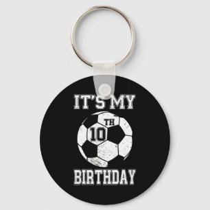 Es ist mein 10. Geburtstag Fußball-Design für Kind Schlüsselanhänger
