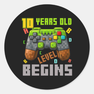 Es ist mein 10. Geburtstag Pixel Gaming Controller Runder Aufkleber