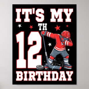 Es ist mein 12. Geburtstag Junge Eishockey Dabbing Poster