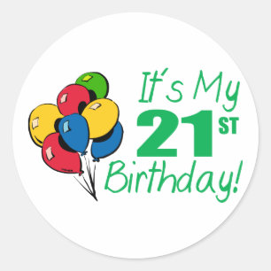 Es ist mein 21. Geburtstag (Ballone) Runder Aufkleber