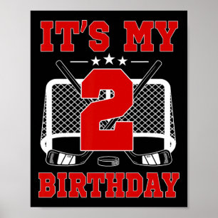 Es ist mein 2. Geburtstag Mädchen Eishockey Thema  Poster