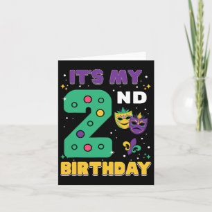 Es ist mein 2. Geburtstag Mardi Gras 2 Jahre alte Karte