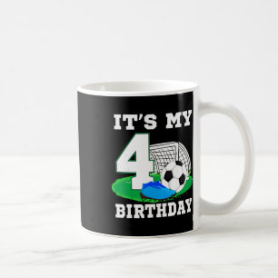 Es ist mein 4. Geburtstag Fußball 4. Party Junge Kaffeetasse