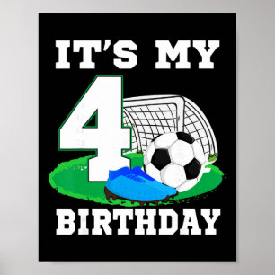 Es ist mein 4. Geburtstag Fußball 4. Party Junge Poster