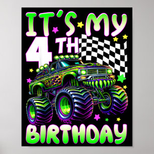 Es ist mein 4. Geburtstag Jungen Monstertruck 4 Ja Poster