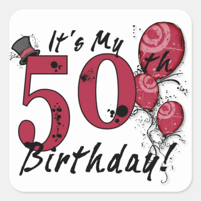 Es ist mein 50. Geburtstag Grunge Ballon Aufkleber (Vorderseite)