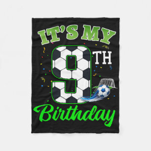 Es ist mein 9. Geburtstag Fußball Junge Mädchen Ki Fleecedecke
