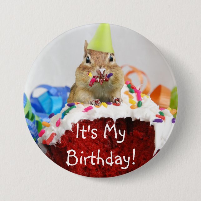 Es ist mein Geburtstag! Chipmunk-Knopf Button (Vorderseite)