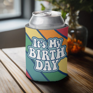 Es ist mein Geburtstag - Happy Stripe Rainbow Colo Dosenkühler