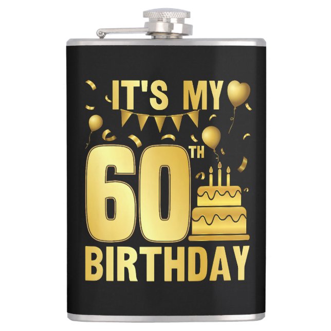 Es ist meine 60. Party Flachmann (Vorderseite)