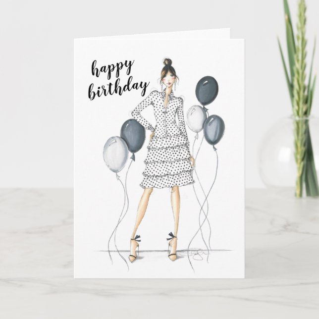 Es ist meine Party Happy Birthday Fashion Card Karte (Vorderseite)