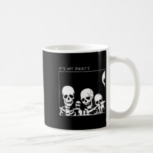 Es ist meine Party Lustiger Halloween-Skelett Kaffeetasse