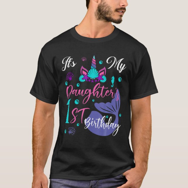 Es ist meine Tochter 1St Birthday Meerjungfrau Uni T-Shirt (Vorderseite)