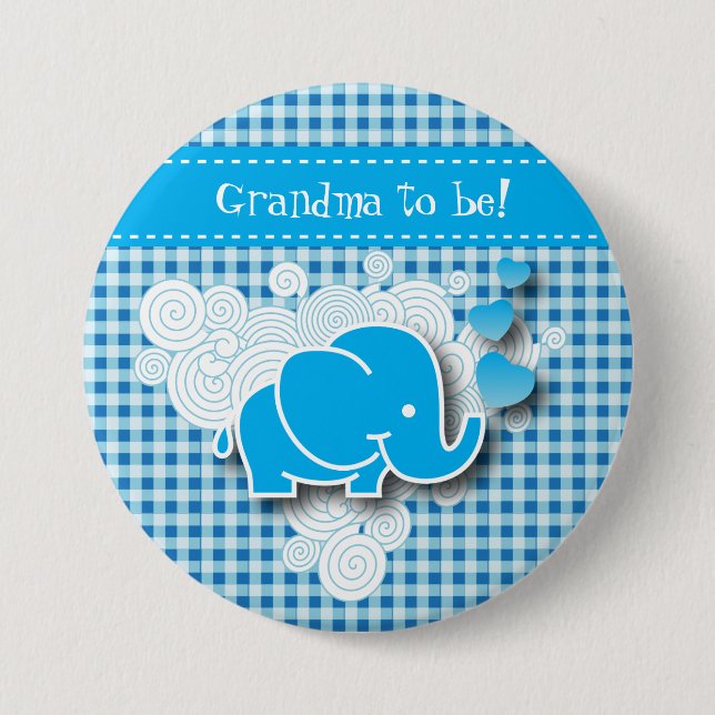 Es ist mit Baby-Elefanten ein Jungen-, Blaues u. Button (Vorderseite)