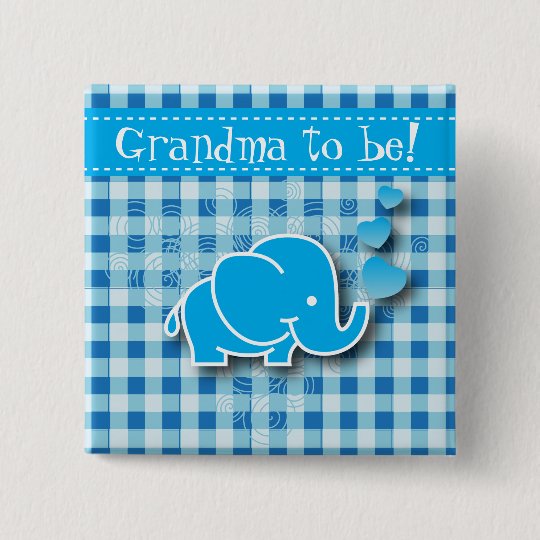 Es ist mit Baby-Elefanten ein Jungen-, Blaues u. Quadratischer Button 5,1 Cm
