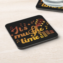 Es ist Musik-Zeit, Gold Gitarre Musical Getränkeuntersetzer