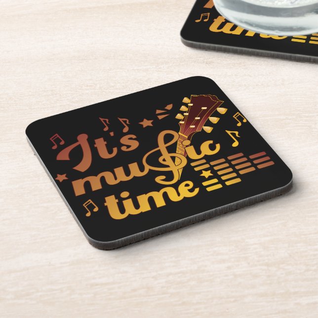 Es ist Musik-Zeit, Gold Gitarre Musical Getränkeuntersetzer (Linke Seite)