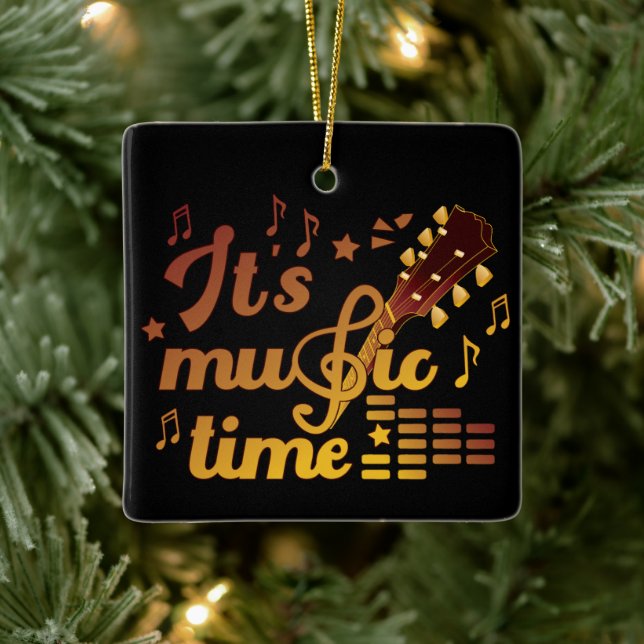 Es ist Musik-Zeit, Gold Gitarre Musical Keramikornament (Baum)