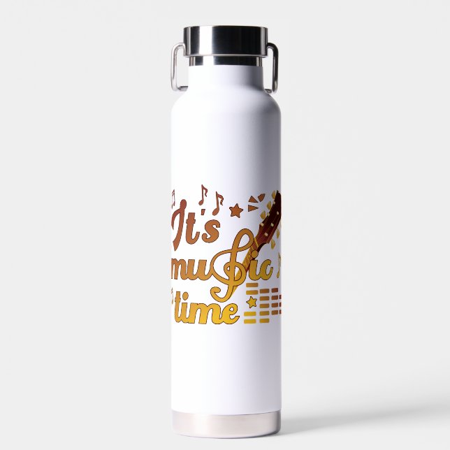 Es ist Musik-Zeit, Gold Gitarre Musical Trinkflasche (Vorne)