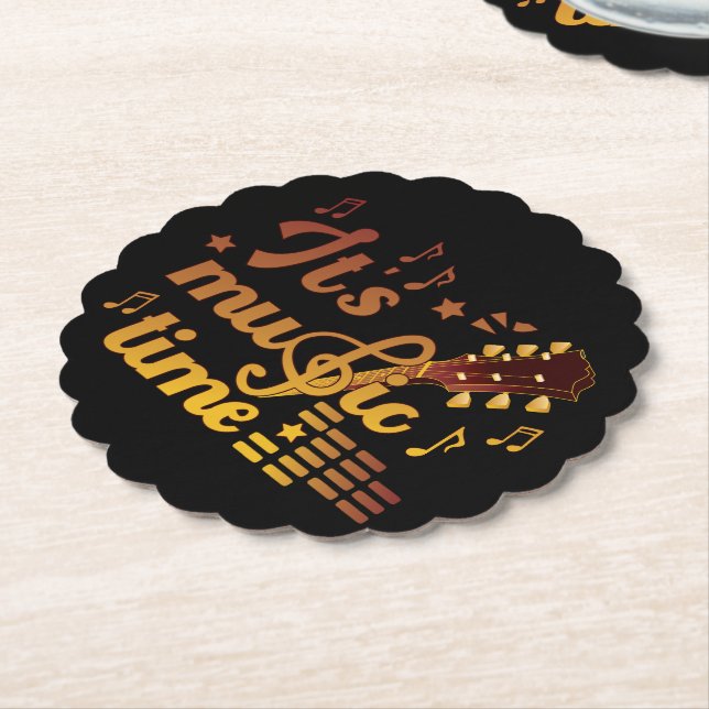 Es ist Musik-Zeit, Gold Gitarre Musical Untersetzer (angewinkelt)