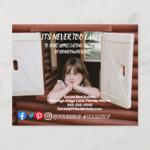 Es ist nie zu früh echte Anwesen Marketing Postkar Flyer