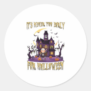 Es ist nie zu früh Halloween Spukhaus Skelett Runder Aufkleber