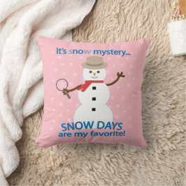 Es ist NOw Mystery Detective Snowman Pink Kissen