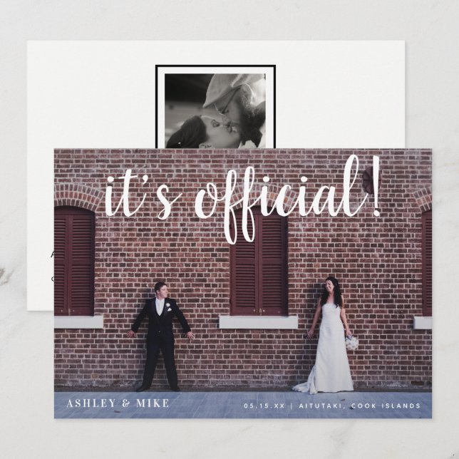 Es ist Offiziell 2 Foto Hochzeit Ankündigung (Vorne/Hinten)