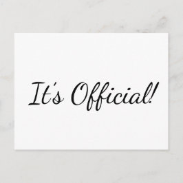Es ist Offiziell! Elegante Hochzeitsankündigung Ankündigungspostkarte