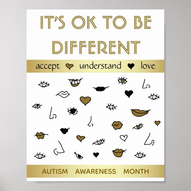 Es ist OK, anders zu sein, Autismus Awareness Gold Poster (Vorne)