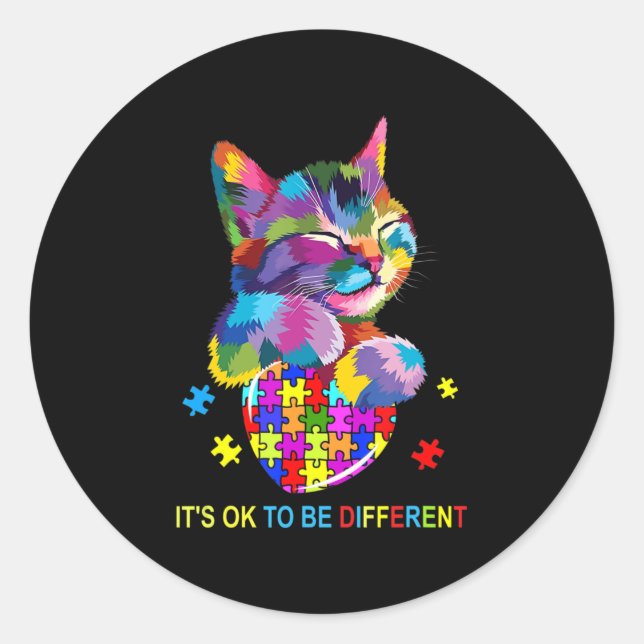 Es ist ok, ein anderer Katzenautismus-Liebhaber zu Runder Aufkleber (Vorderseite)