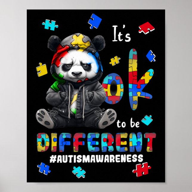 Es ist okay anders zu sein Autismus-Panda  Poster (Vorne)