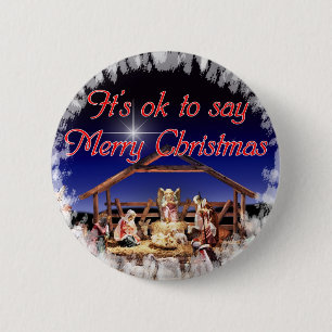 Es ist okay, frohe Weihnacht-Knopf zu sagen Button