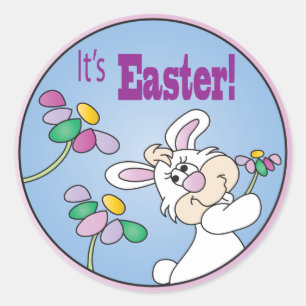 Es ist Ostern  Kaninchen Runder Aufkleber