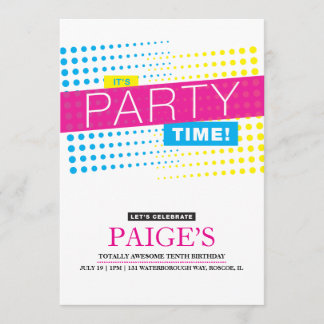 Es ist Party Time Birthday Einladung