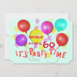 Es ist Party Time farbenfrohe Balloons Personalisi Einladung