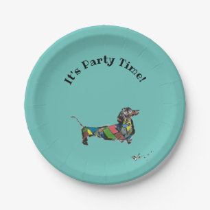 Es ist Party Zeit! Teller mit Dackel