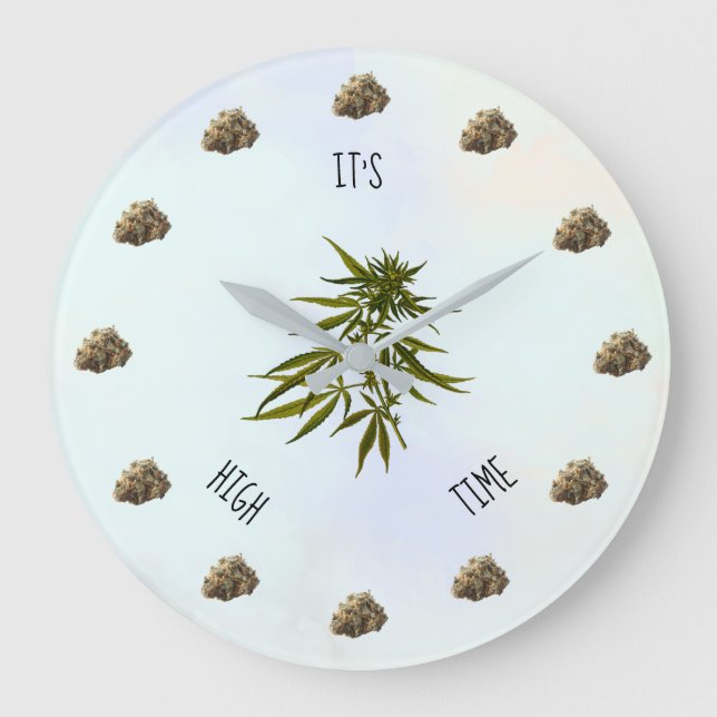 Es ist Personalisierter Weed Bud Große Wanduhr (Vorderseite)