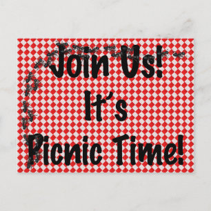 Es ist Picnic Time! Rotes Tischtuch mit Anten Einladungspostkarte