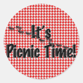 Es ist Picnic Time! Rotes Tischtuch mit Anten Runder Aufkleber