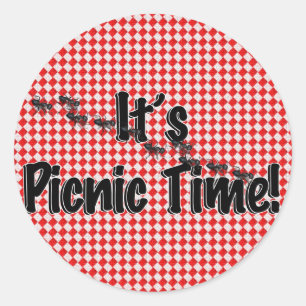 Es ist Picnic Time! Rotes Tischtuch mit Anten Runder Aufkleber