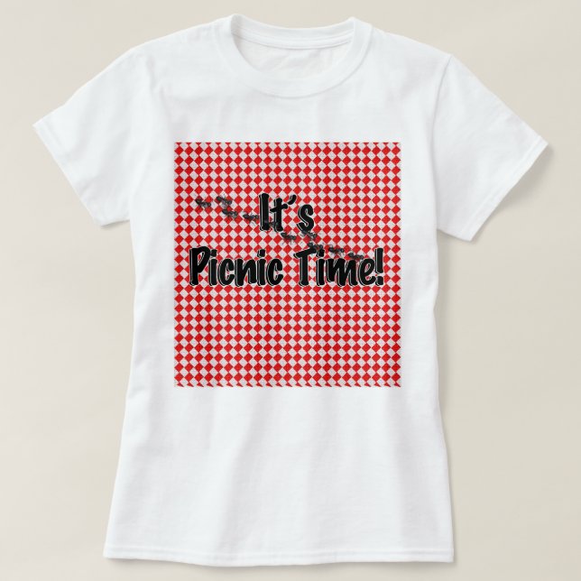 Es ist Picnic Time! Rotes Tischtuch mit Anten T-Shirt (Design vorne)
