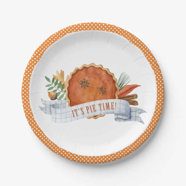 Es ist Pie Time | Pumpkin Pie Paper Plate Pappteller (Vorderseite)