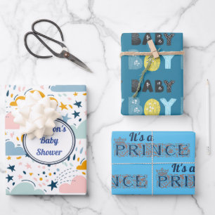 Es ist Prince Baby Boy Baby Shower Geschenkpapier Set