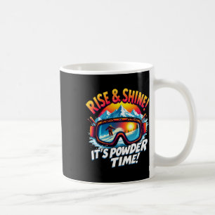 Es ist Pulverzeit Skibrille Skifahren Berganstieg Kaffeetasse