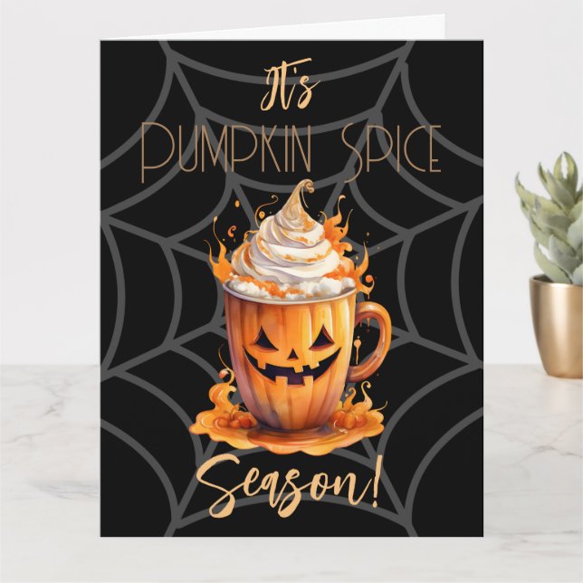 Es ist Pumpkin Gewürzsaison geklappte Grußkarte Karte (Kleine Pflanze)
